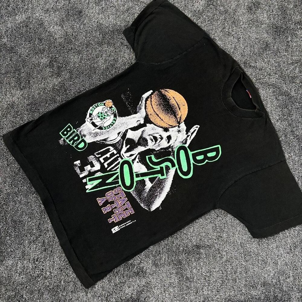 Vintage RARE 90s Larry Bird Boston Celtics NBA Magic Johnson T-Shirt L Mens